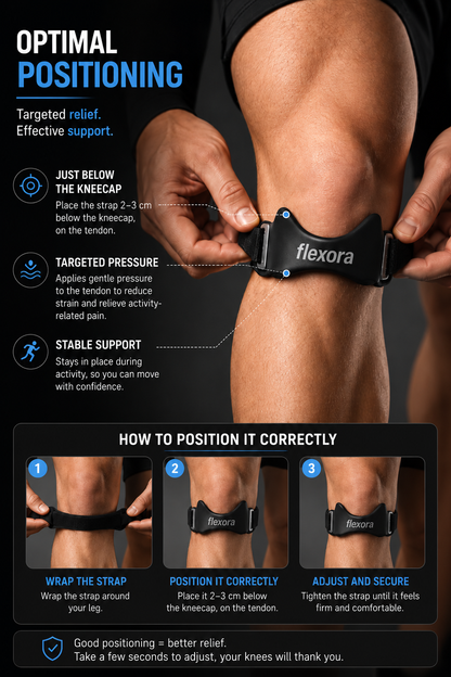 Flexora™ – Relieves pressure under the kneecap for immediate comfort.